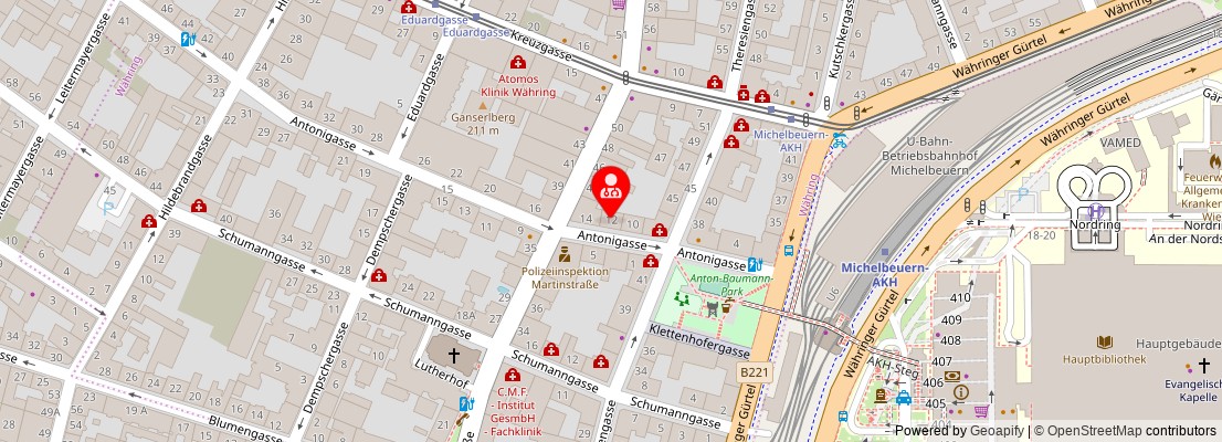 Street map section around the address