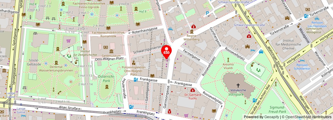Street map section around the address