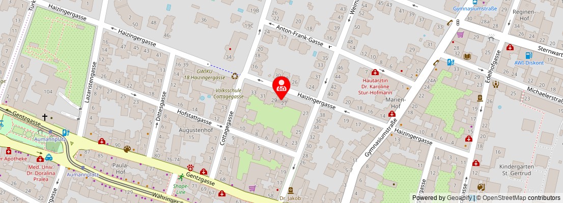 Street map section around the address