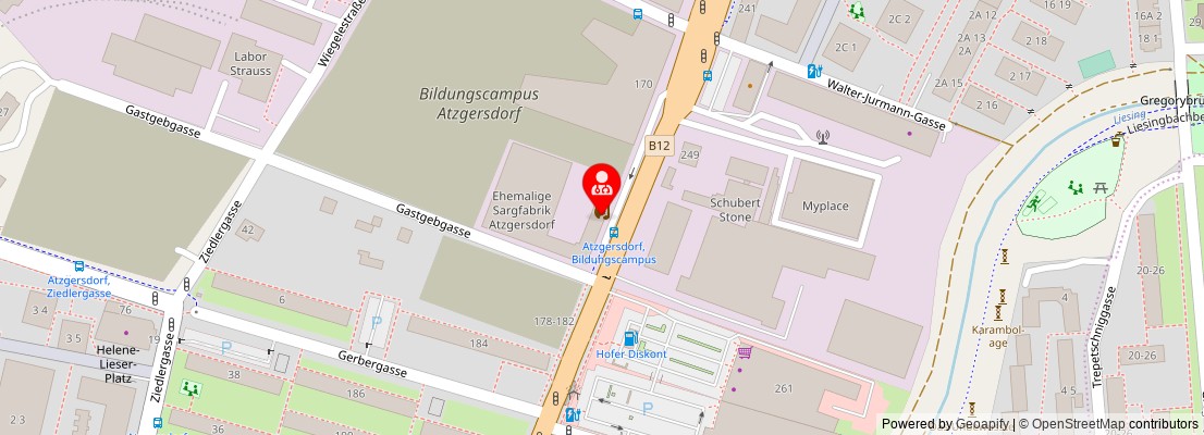Street map section around the address
