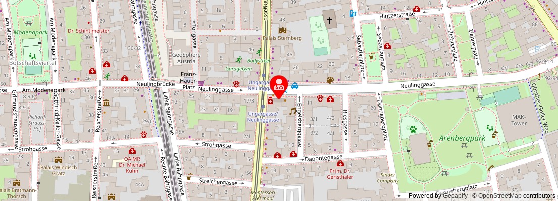 Street map section around the address
