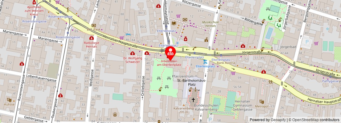 Street map section around the address