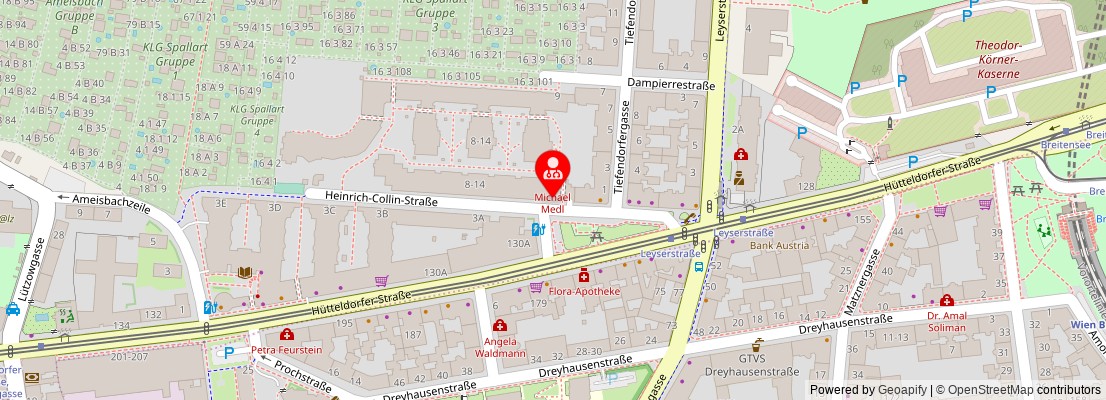Street map section around the address