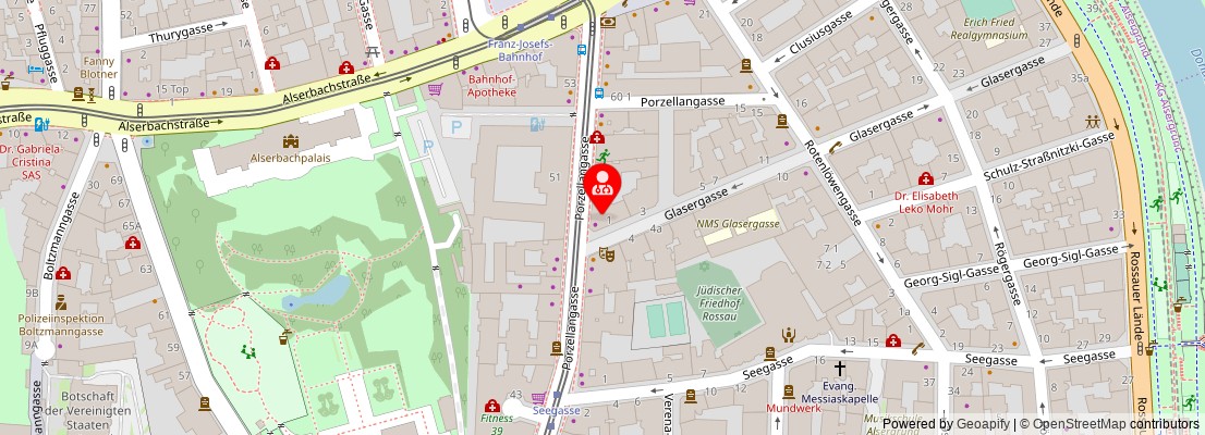 Street map section around the address