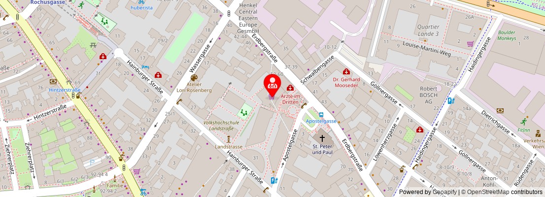 Street map section around the address
