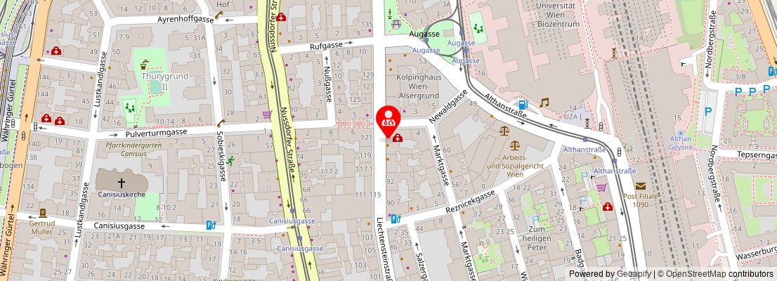 Street map section around the address