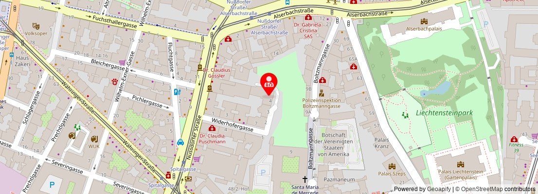 Street map section around the address