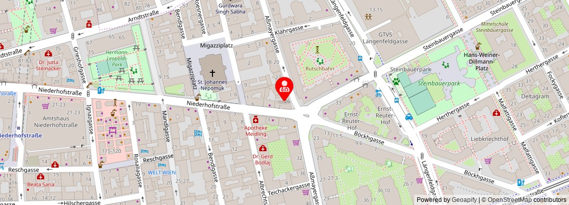 Street map section around the address