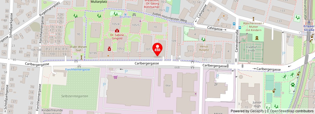 Street map section around the address