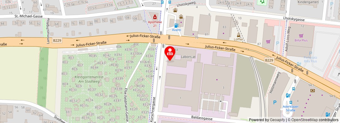 Street map section around the address