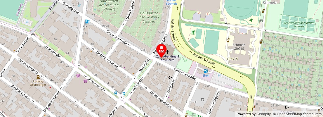 Street map section around the address