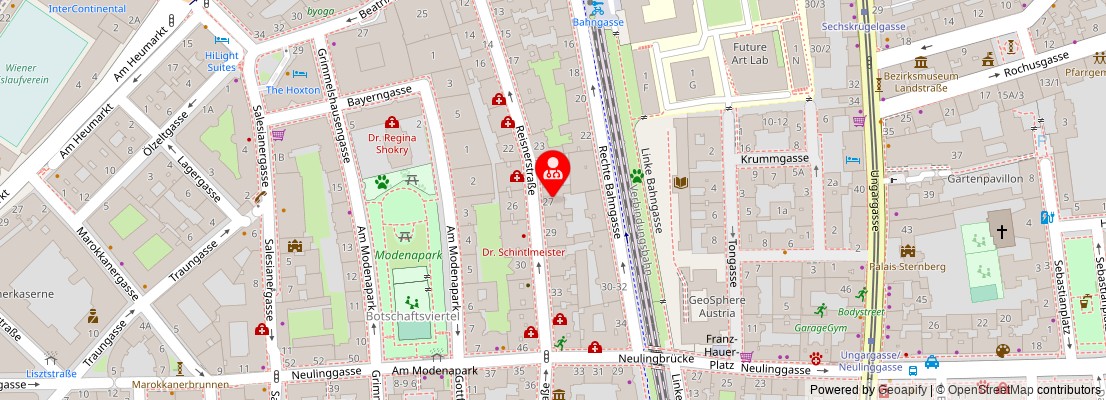 Street map section around the address
