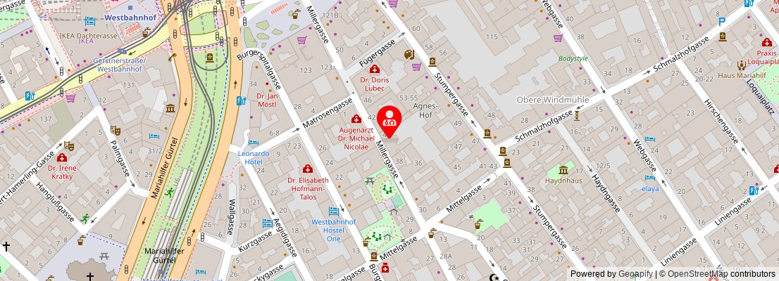 Street map section around the address