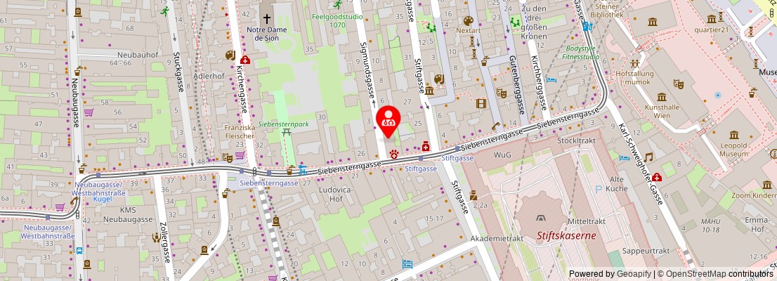 Street map section around the address