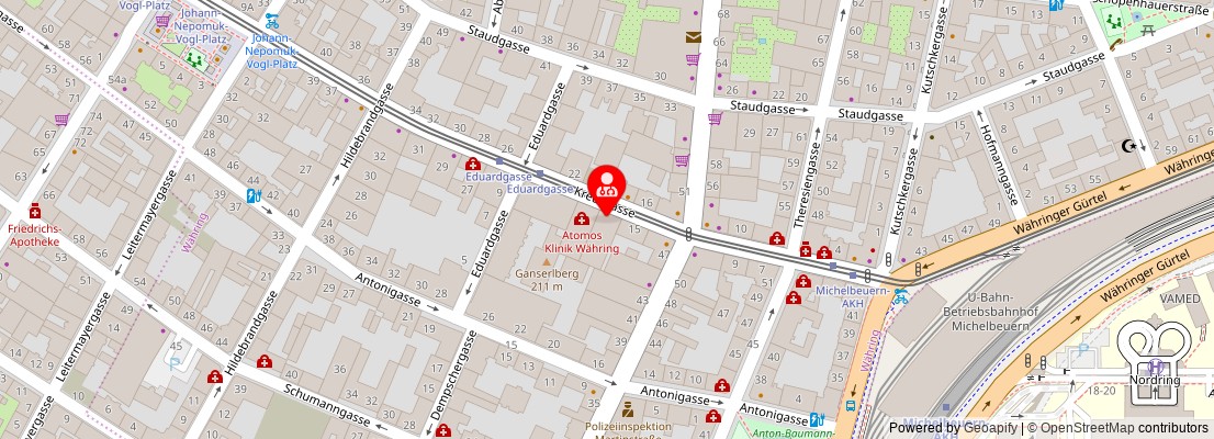 Street map section around the address