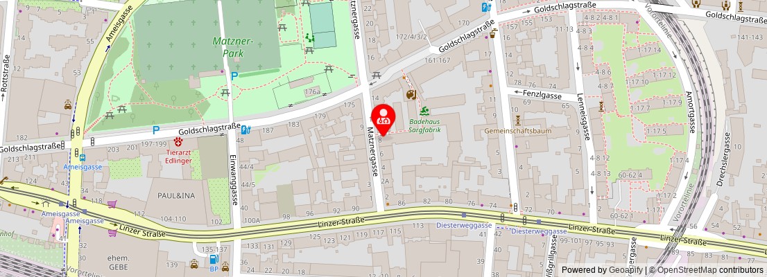 Street map section around the address