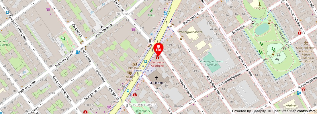 Street map section around the address