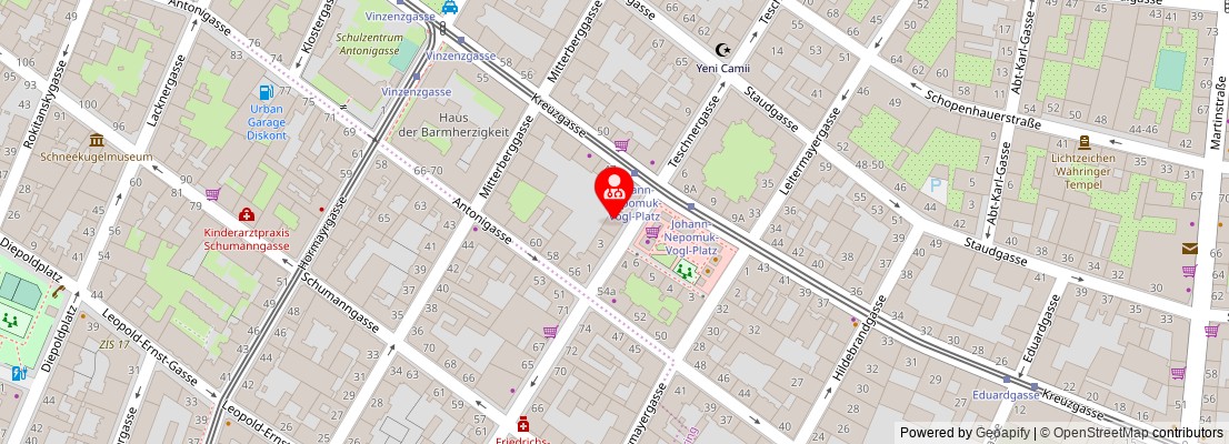 Street map section around the address