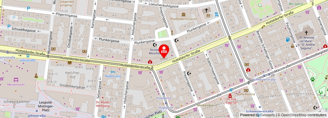 Street map section around the address