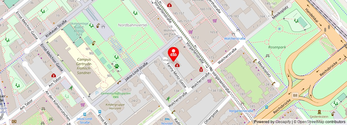 Street map section around the address