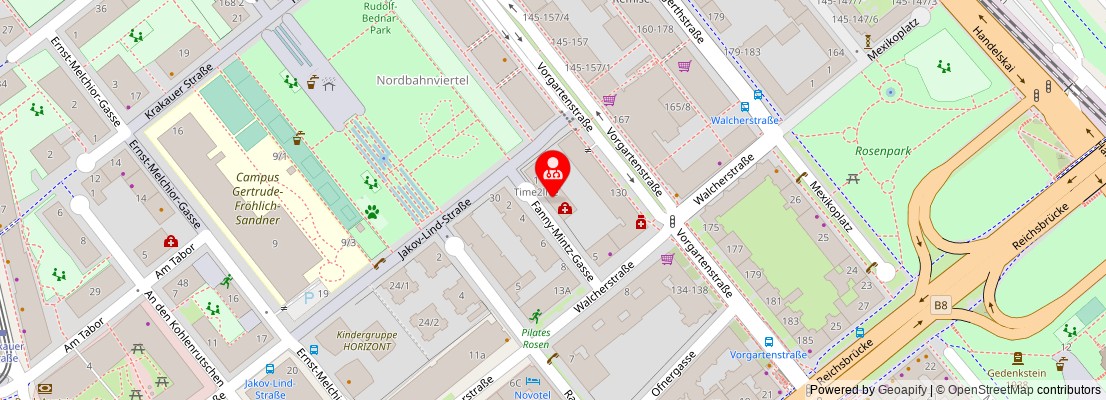 Street map section around the address