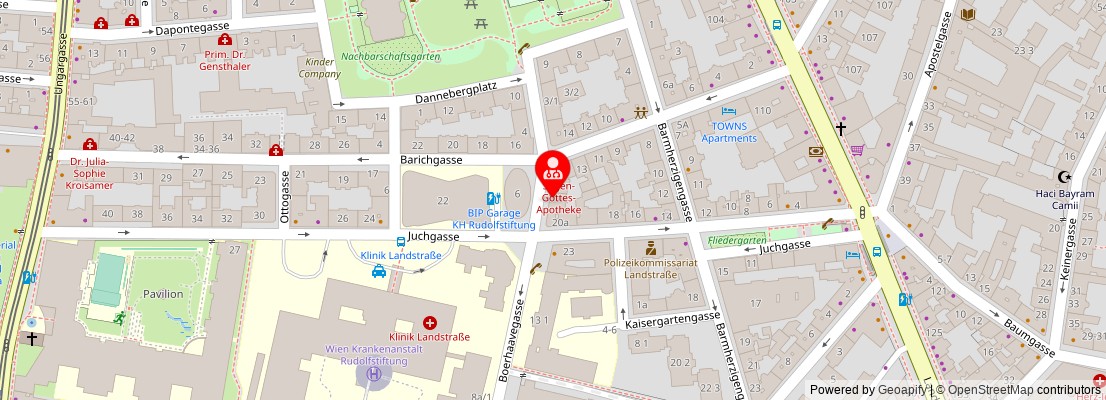 Street map section around the address