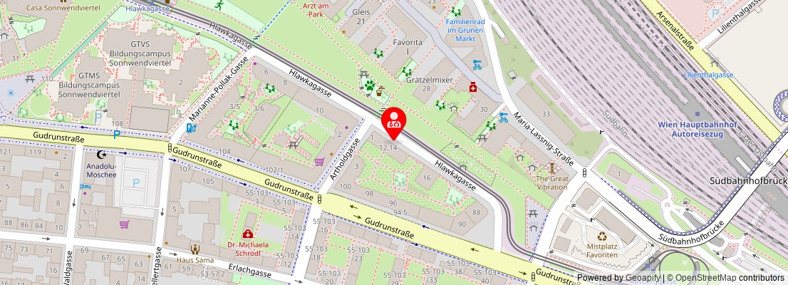 Street map section around the address