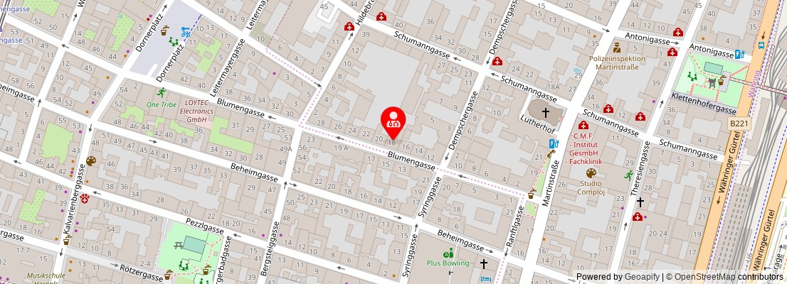 Street map section around the address