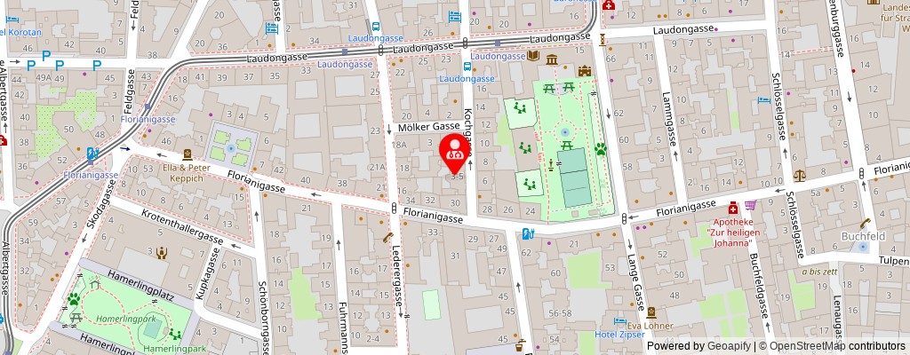 Street map section around the address