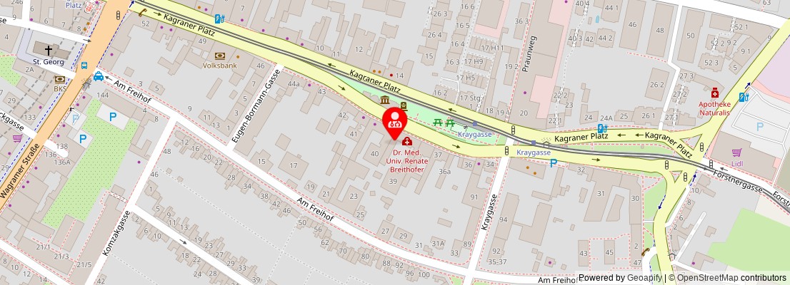 Street map section around the address