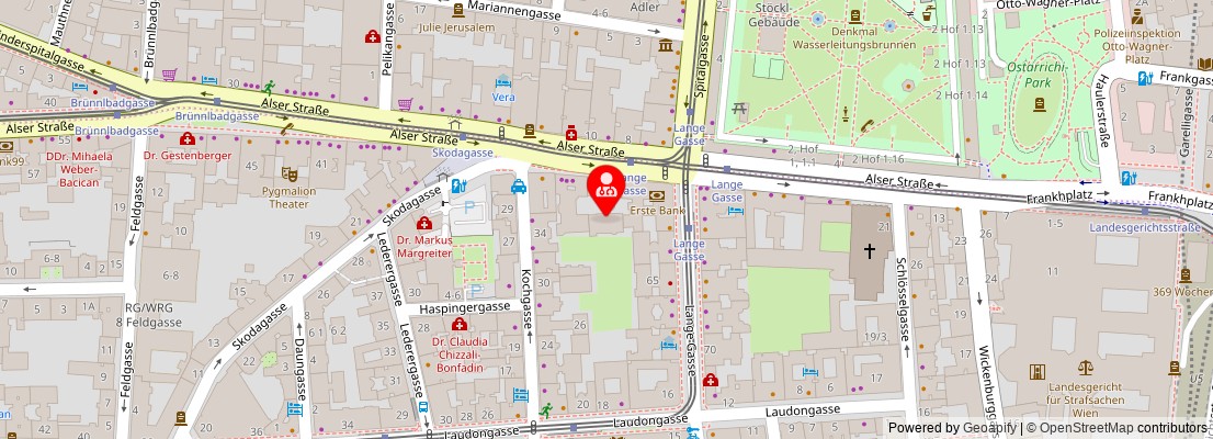 Street map section around the address