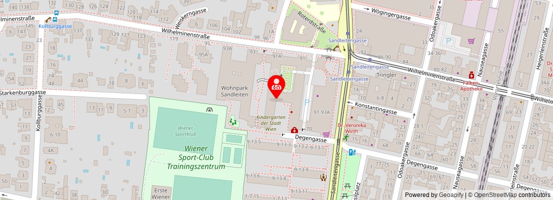 Street map section around the address
