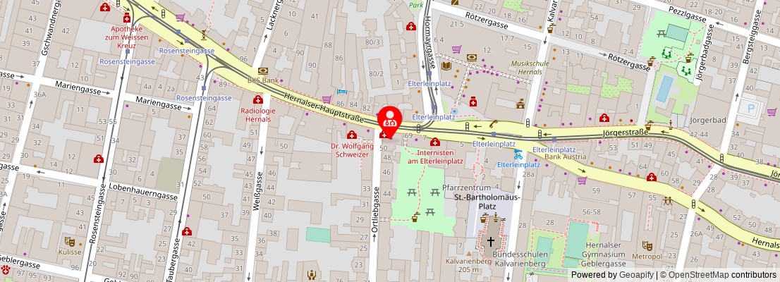 Street map section around the address