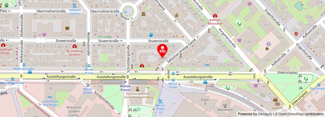 Street map section around the address