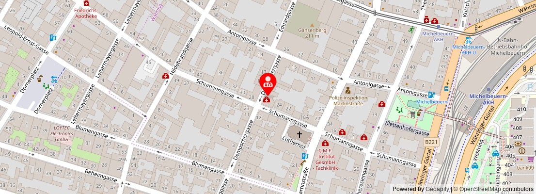 Street map section around the address