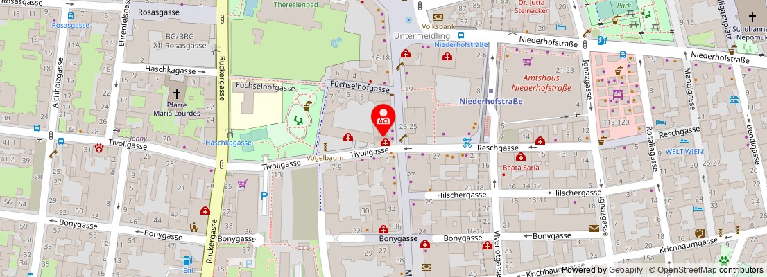 Street map section around the address