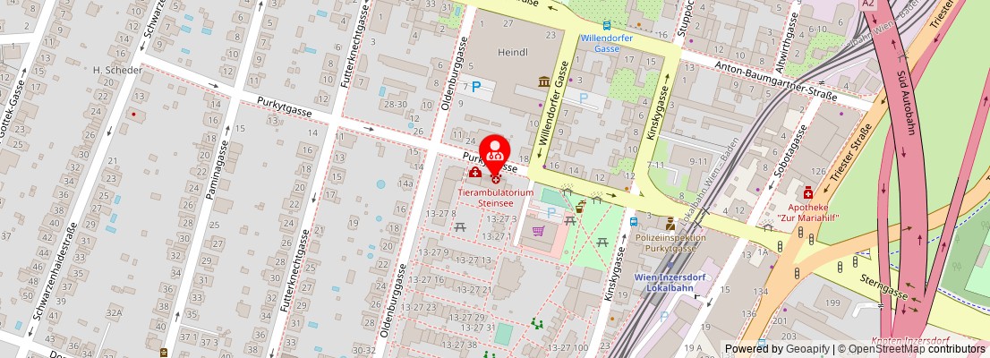 Street map section around the address