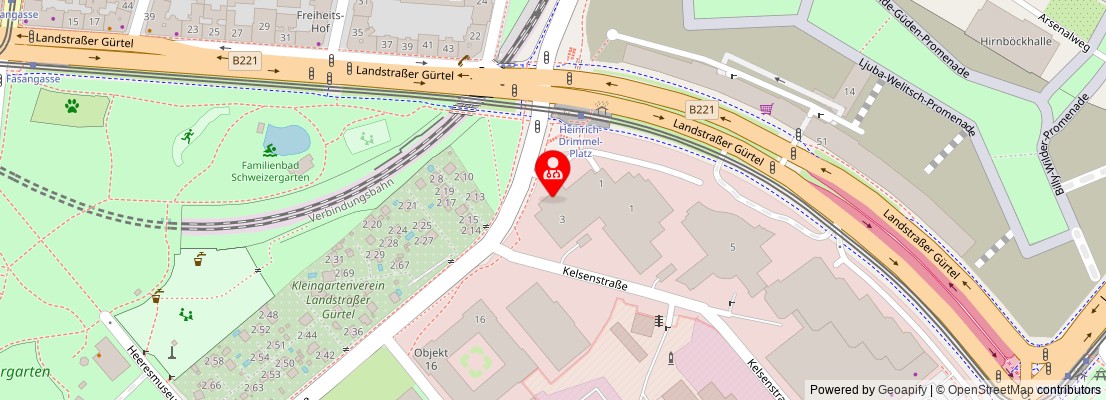 Street map section around the address
