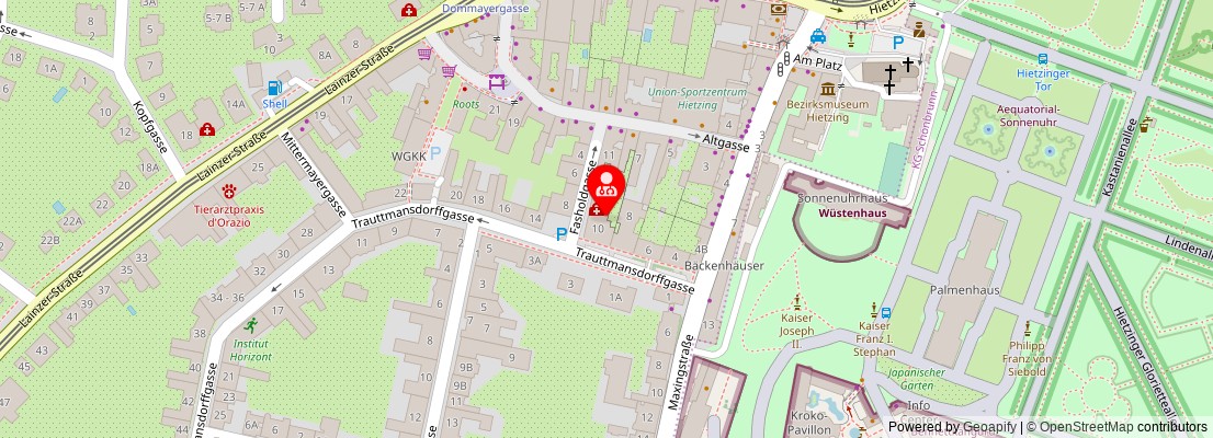 Street map section around the address