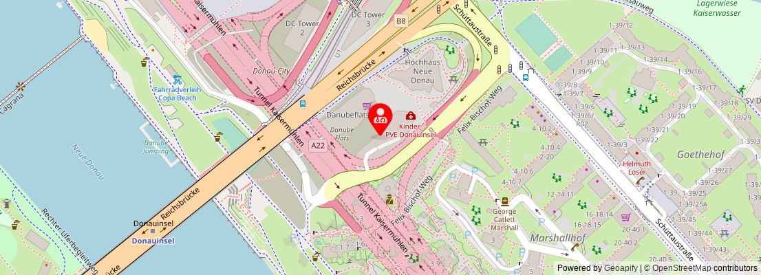 Street map section around the address