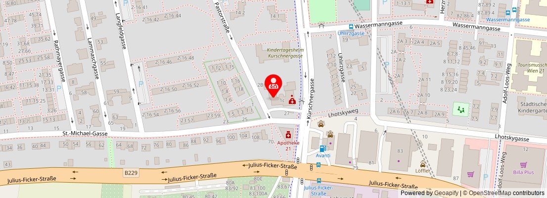 Street map section around the address