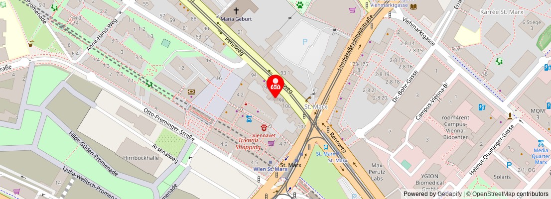 Street map section around the address