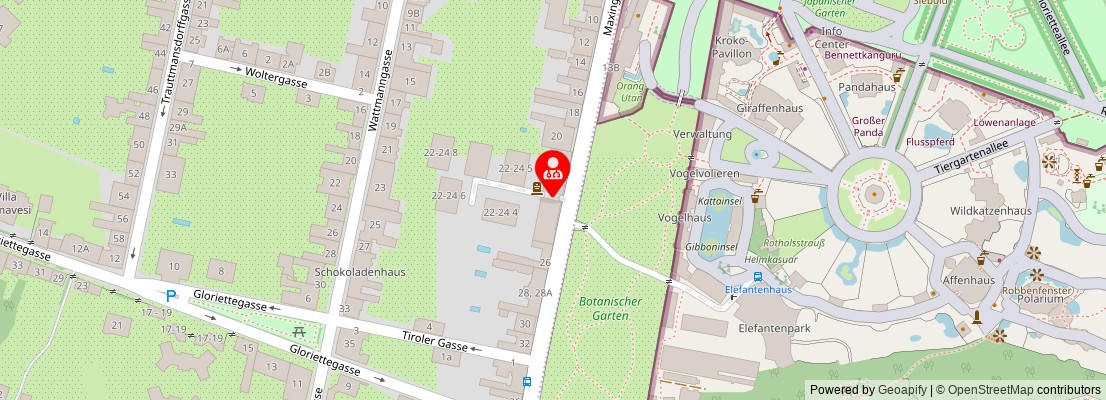 Street map section around the address