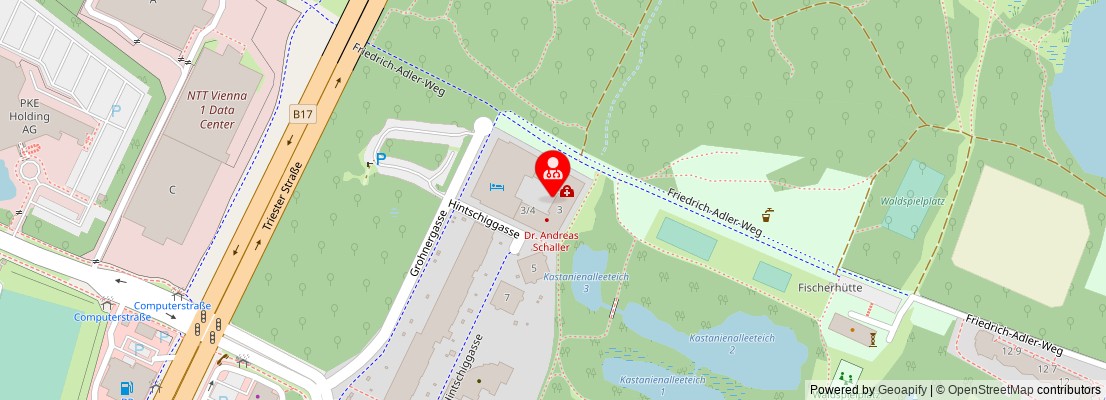 Street map section around the address