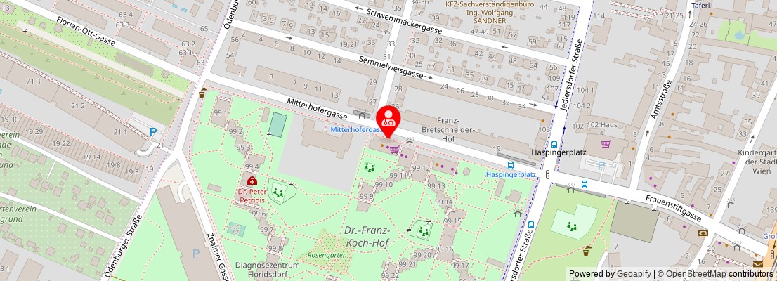 Street map section around the address
