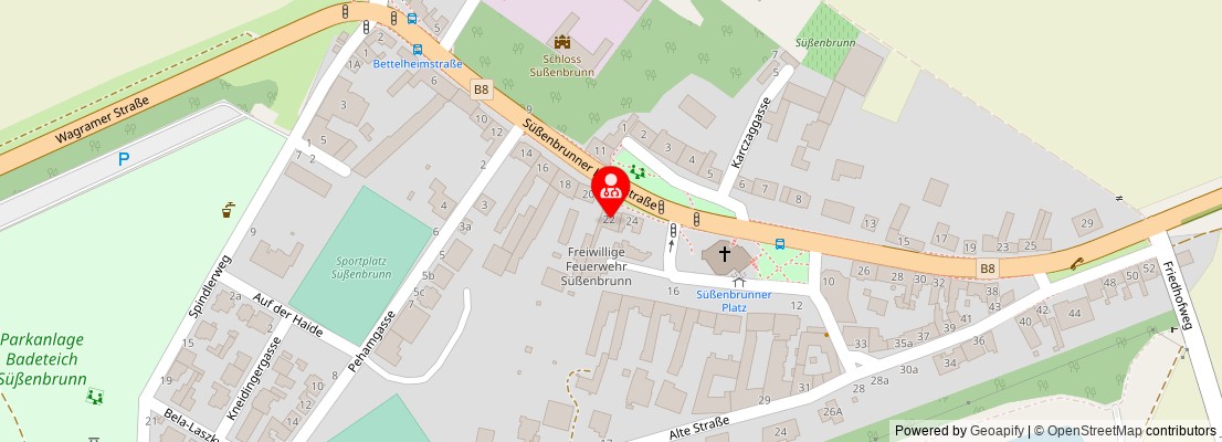 Street map section around the address