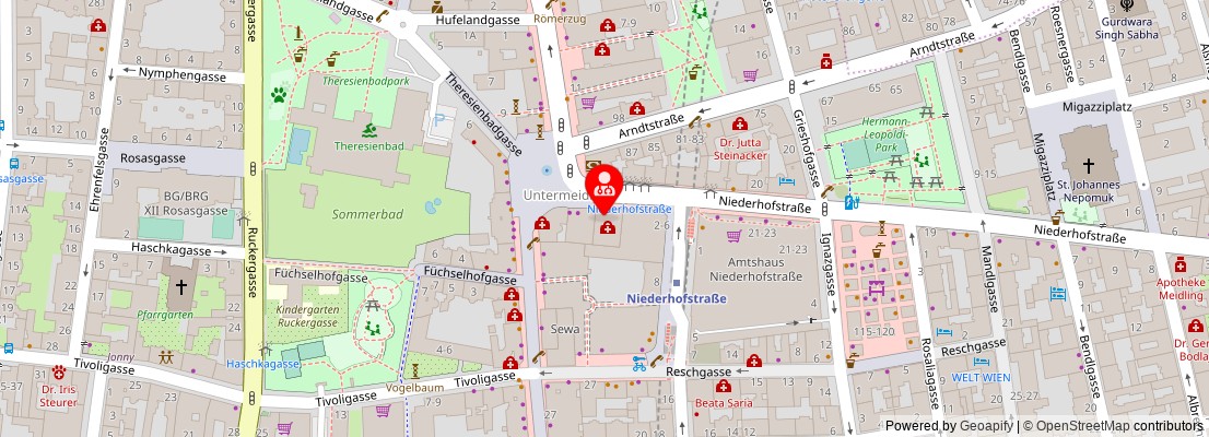Street map section around the address