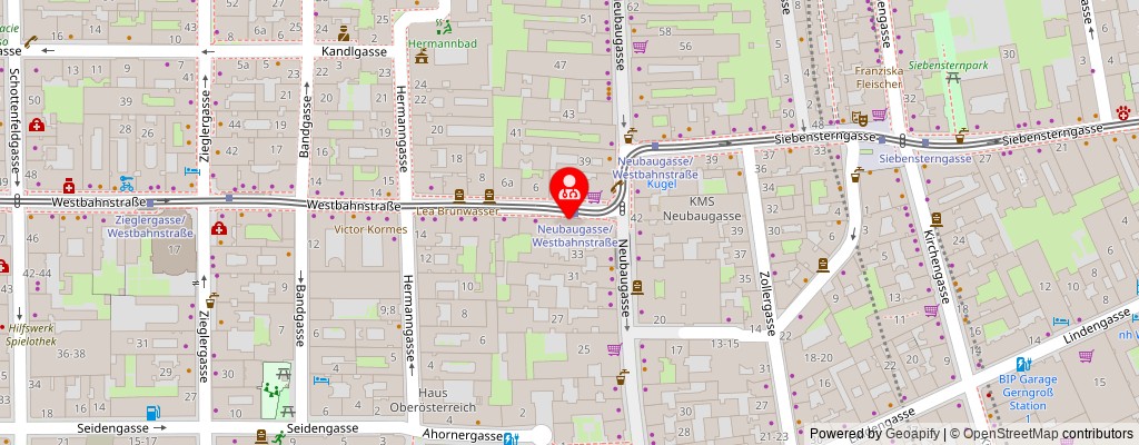 Street map section around the address