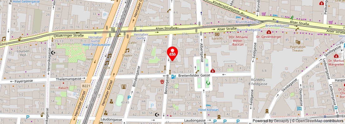 Street map section around the address