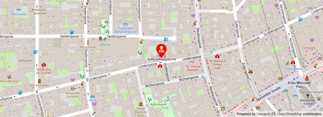 Street map section around the address